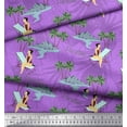 thumbnail image 3 of Soimoi Purple polyester Crepe Fabric Plam Tree,Chair & Girl Beach Decor Fabric Printed Yard 52 Inch Wide, 3 of 3