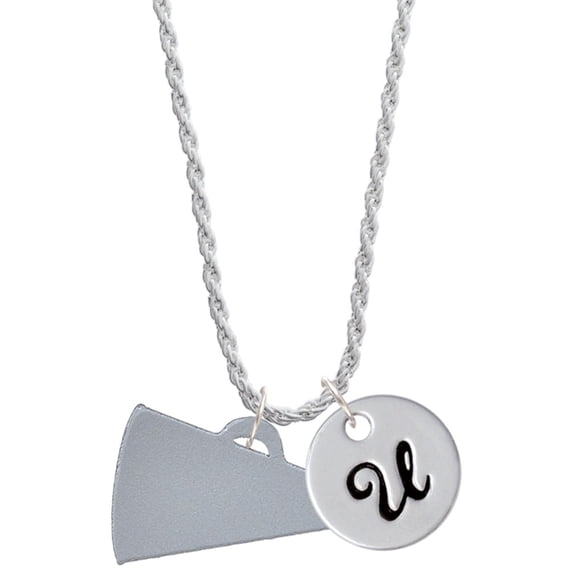 Delight Jewelry Acrylic 1.25" Silvertone Megaphone Silvertone Script Initial Disc - U - Charm Necklace, 20"+3"