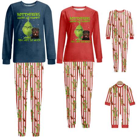 

FUNIER Matching Family Christmas Pajamas Christmas Grinch Printed Sizes for Adult-Kids-Baby-Pet 2-Piece Top and Pants Bodysuits Sleepwear Pajamas Set