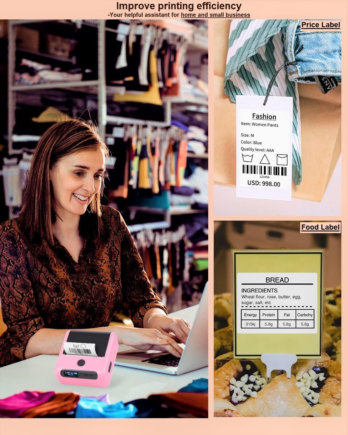 Phomemo M200 Versatile Bluetooth Thermal Label Maker for Shipping, Labeling, and Small Business Applications - Enhance Efficiency and Organization(Pink)