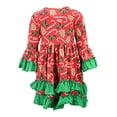 thumbnail image 4 of Girls Candy Cane Cookie Pattern Flare Christmas Dress Outfit Clothes (10Y, Red), 4 of 5