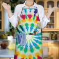 thumbnail image 6 of Colorful Rainbow Tie Dye Spiral Pattern Apron-Garden Aprons for Women with Pockets-Cotton Linen Waterproof Kitchen Cooking Gardening Aprons Adjustable for Kitchen,Cooking,BBQ and Salon 33x27 Inch, 6 of 7