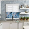 thumbnail image 6 of Blue Gold Marble Texture Kitchen Curtains and Valances Set, Abstract Water Ripple Gradient Rod Pocket Window Valance 18 Inch Window Curtain Panels for Living Room Bedroom Laundry, 27.5x36in, 3 Pieces, 6 of 7