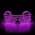 thumbnail image 2 of Light Up Flashing Shutter Neon Rave Glasses El Wire LED Sunglasses, 2 of 5