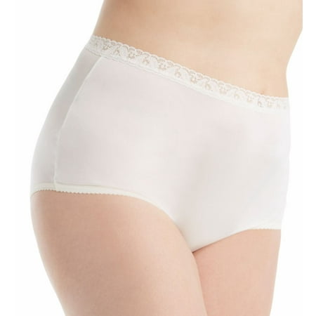 

Women s Shadowline 17014P Plus Size Nylon Classics Brief Panty (Ivory 9)