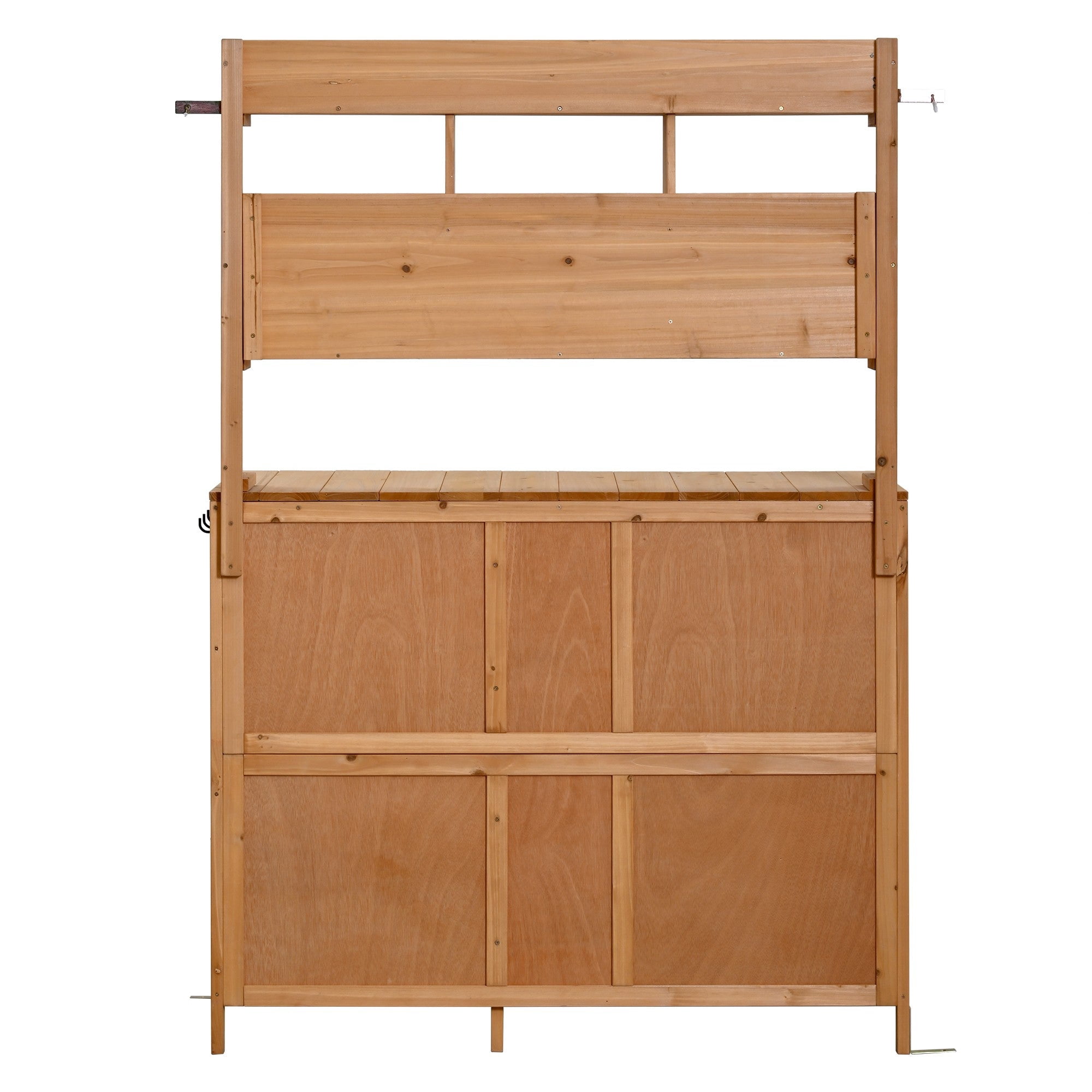 Sailvan 65" Solid Wood Patio Kitchen Island & Garden Potting Bench,Outdoor Grill Prep Station with 6 Drawers,Storage Cabinet and Hutch Natural Wood