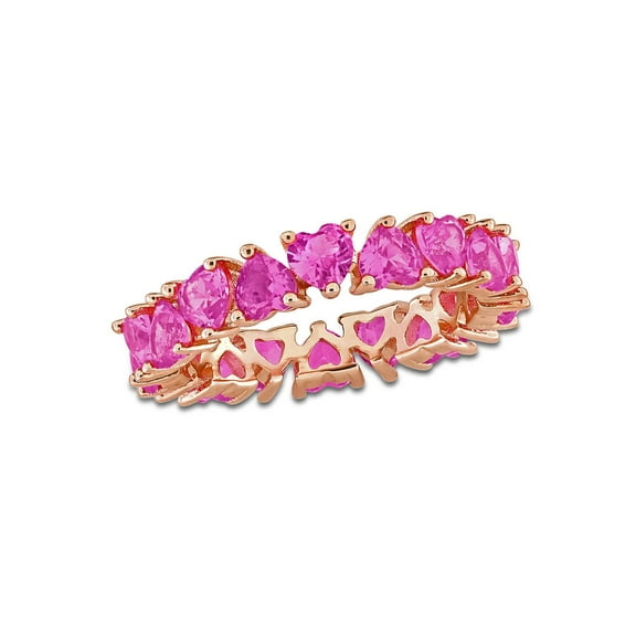 4.00 Carat (Ctw) Lab-Created Pink Sapphire Heart Ring Band in Rose Sterling Silver