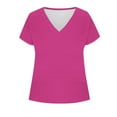 thumbnail image 6 of Womens Summer V-neck Tops Rolled Short Dolman Sleeve Tee Shirts Plain Tshirt Casual Fashion Clothes (XL, Hot Pink), 6 of 6