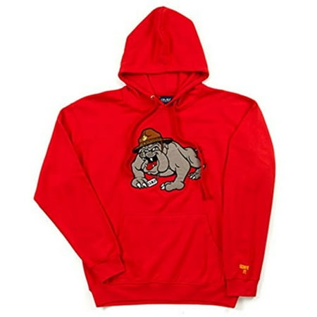 - Marine Corps USMC Bulldog Mascot Officially Licensed Embroidered Logo Pullover Hooded Fleece Sweatshirt Hoodie (Medium)