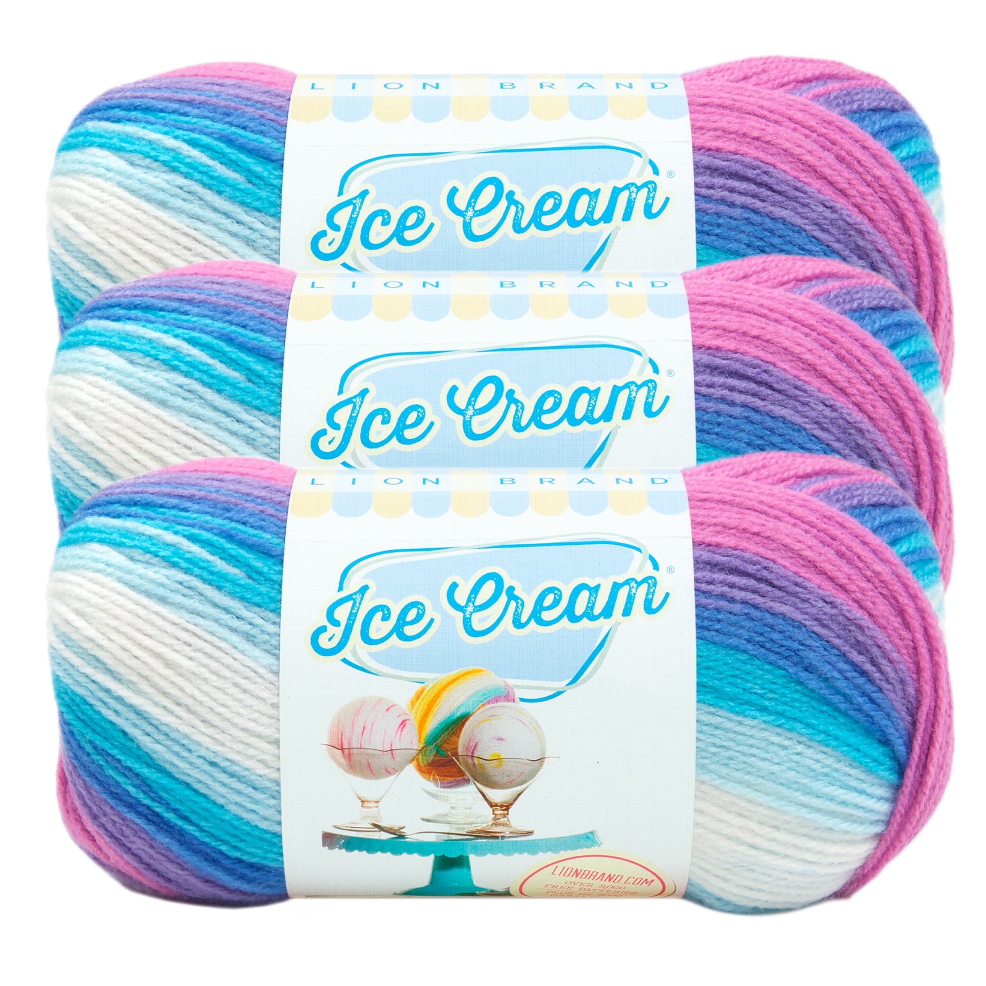 Lion Brand Yarn Ice Cream Moon Mist Self-Striping Baby ...