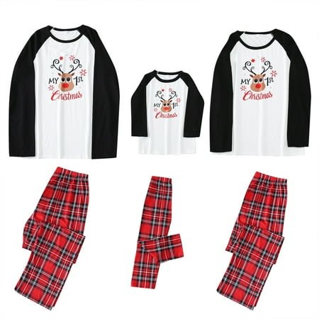 

Family Matching Pajamas Christmas Jammies Clothes Plaid Print Holiday Nightwear Sleepwear Sets Long Sleeve Pjs