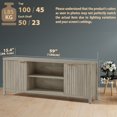 thumbnail image 4 of ARKANTOS Wood TV Stand for TVs up to 65 inch, Wave Pattern Doors Media Console, Mid-Century Modern Storage Cabinet, Light Gray Oak, 4 of 8