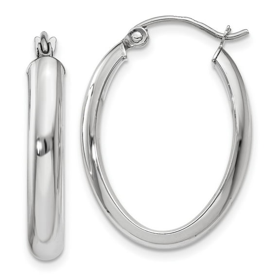 Primal Gold 14K White Gold 3.75mm Oval Tube Hoop Earrings