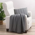 thumbnail image 2 of Cozy Classics Cable Knit Throw Blanket by  Gray, 2 of 3