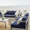 thumbnail image 2 of Modway Shore Sunbrella® Fabric Outdoor Patio Aluminum 7 Piece Sectional Sofa Set in Silver Navy, 2 of 5