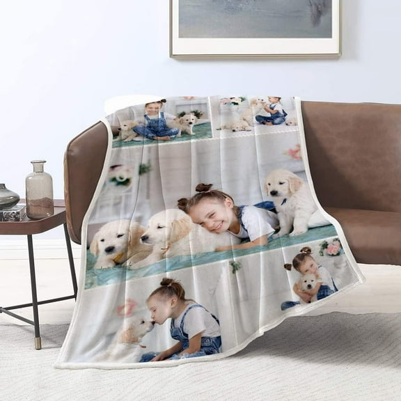 Personalized Photo Blanket - Customized Blanket with Your Own Pictures for Birthday, Anniversary, Wedding - 50x60 Sherpa