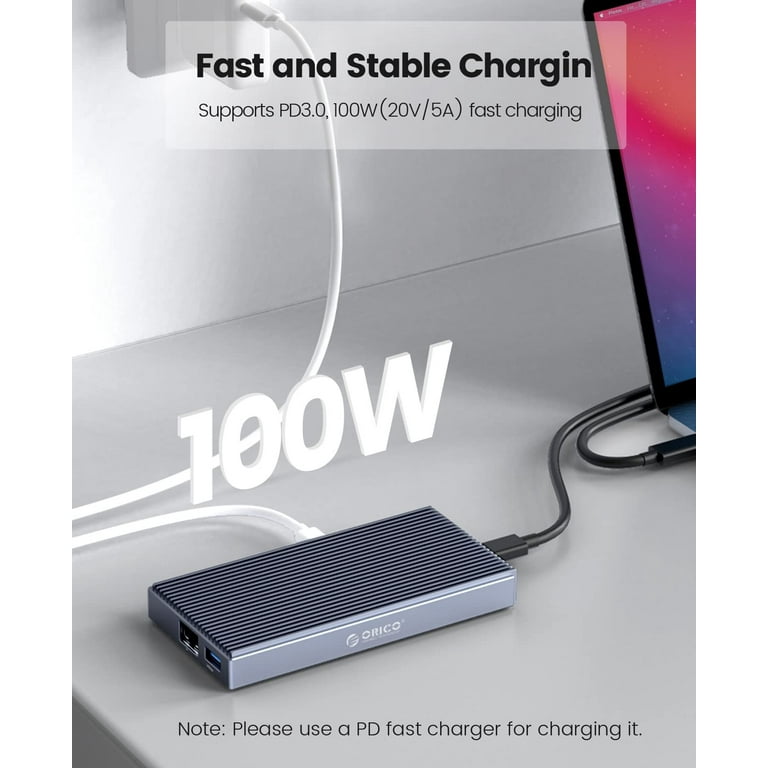 8 in 1 USB-C Hub with M.2 NVMe/SATA SSD Enclosure, USB C Hub Adapter Fits  PCIe 3.0 NVMe M.2 SSD,2.5-inch SATA HDD with 4K HDMI,10Gbps USB-C 3.1&USB