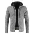 thumbnail image 2 of IYTR Men's Winter Warm Thickening Knitted Zipper Cardigan Sweaters Outwear Hooded Coat with Pockets Light Gray XL, 2 of 6