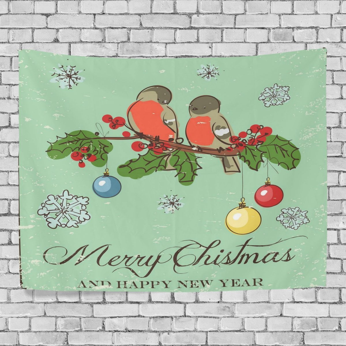 Tenture Murale Cardinal - Thème Noël, Oiseaux, Nature - Tissu Tissé Julianna James - Neuf