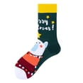 thumbnail image 3 of Womens Socks Christmas Festive Winter Warm Mid Calf Cute Crew Socks Funny Xmas Gift Holiday Cozy Soft Slipper Socks Green2 One Size, 3 of 4