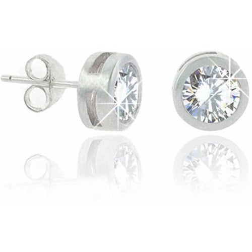 ONLINE 8mm CZ Sterling Silver BezelSet Men's Stud Earring