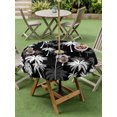thumbnail image 4 of Outdoor Tablecloths with Umbrella Hole & Zipper, Tropical Palm Tree Round Tablecloth 54 Inch, Black White Plants Coastal Leaf Beach Waterproof Table Cloth, Patio/Pool/Picnic Table Covers, 4 of 8