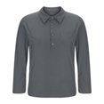 thumbnail image 6 of Otntypg Corduroy Henley Shirts for Women Casual Half Button up V Neck Long Sleeve Basic Collared Tunic Sweatshirts Loose Lightweight Dressy Pullover Tops with Pockets Gray M, 6 of 6