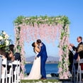 thumbnail image 2 of MQOUO 6Pcs Wisteria Garland Artificial Flowers Garland Fake Hanging Wisteria Vines Rattan Silk Hanging Flower Vines for Home Garden Outdoor Wedding Arch Party Ceremony Total 35.4Ft (Purple), 2 of 13