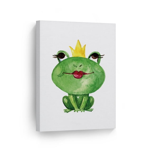 Smile Art Design Beautiful Princess Frog Red Lips Watercolor Painting Illustration Animal Canvas Wall Art Print Office Living Room Bedroom Kids Girl Boy Baby Nursery Room Decor - 40x30