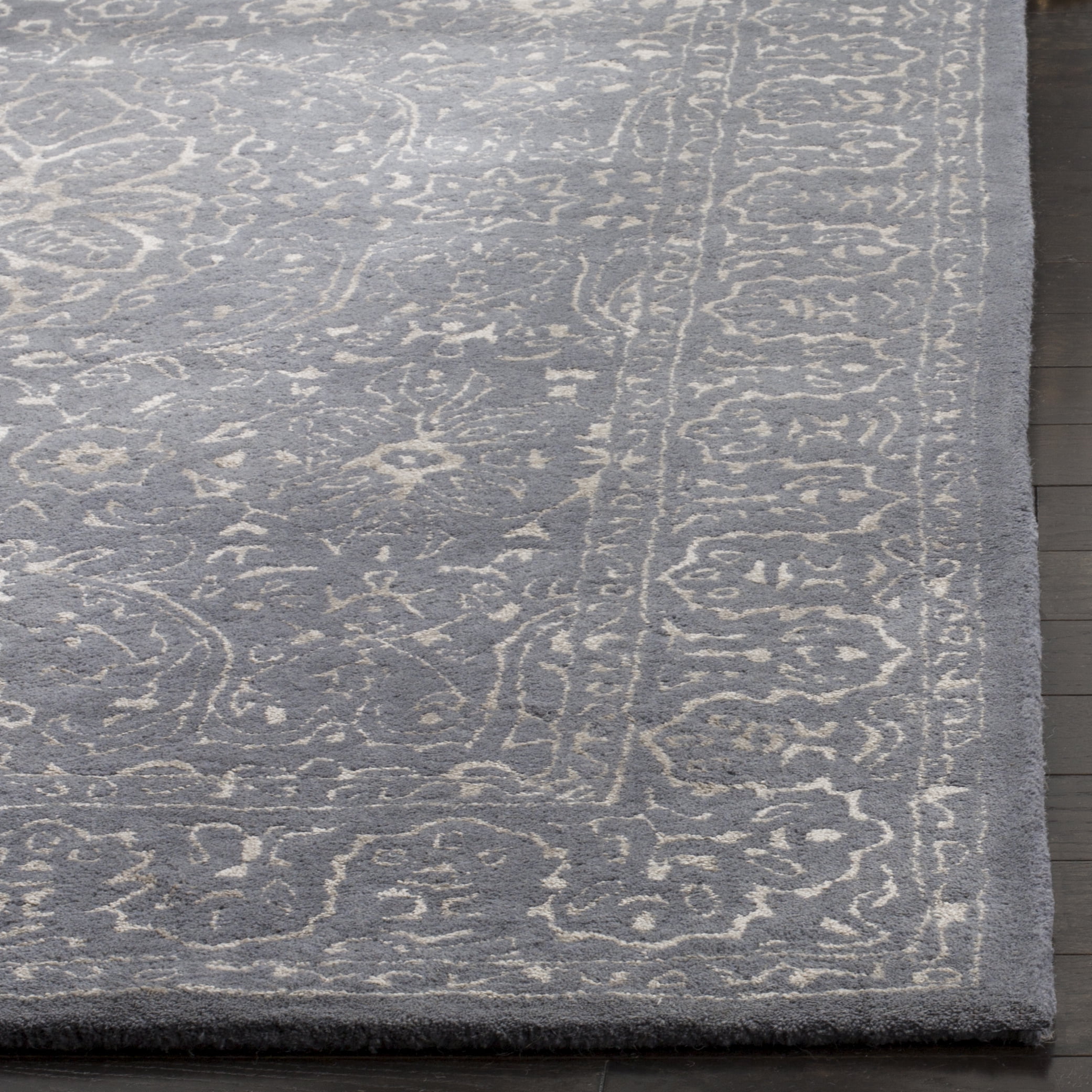 SAFAVIEH Glamour Kalisha Traditional Wool Area Rug, Steel/Blue, 2' x 3'
