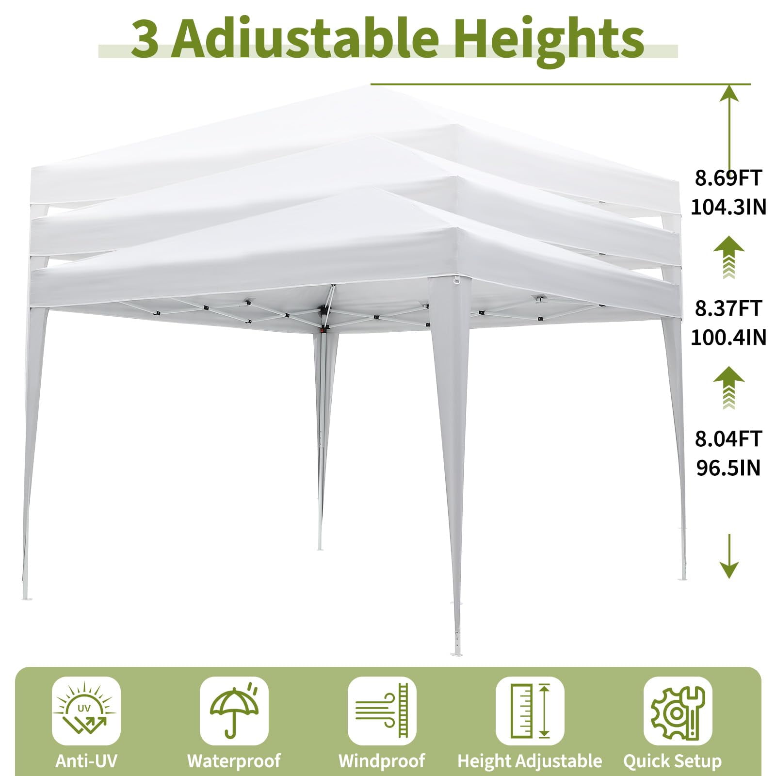 10x10 Pop Up Canopy with 4 Removable Sidewalls, Portable Enclosed Instant Tent, Waterproof Outdoor Tent, Beach Sun Shelter for Backyard Patio Garden, Easy Set Up