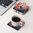 thumbnail image 4 of BaHomeck Drink Coasters Set Of 4 With Holder Beautiful Peacock With Vibrant Colors And Feathers Water Absorbent Ceramic Coasters Tabletop Protection,Suitable For Various Cup,Home Decor, 4 of 4