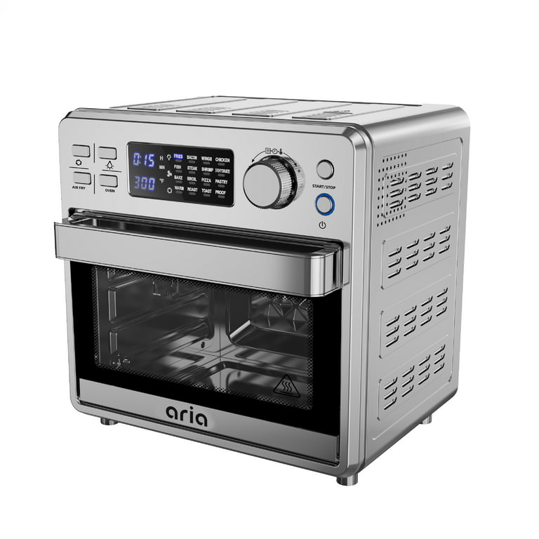 Aria Wave Mini 17QT Air Fryer & Toaster Oven with Accessories and Rotating  Rotisserie Feature - Stainless Steel 