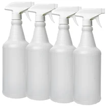32oz. Plastic Trigger Spray Bottles, Chemical Resistant, Heavy Duty, Commercial, 4-Pack