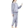 thumbnail image 5 of VISALY Women Pajama Sets Fluffy Pajamas Set Fleece Pullover Pants Loose Plush Sleepwear 2 Piece Pjs Set Warm Loungewear Soft Leisure Suit Winter Pajama Blue One Size, 5 of 6