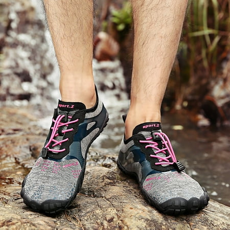 

Aayomet Men Sneakers Wide Outdoor Couple Women Men Mountaineering Casual Sport Shoes Buckle Strap Beach Running Breathable Soft Pink 7