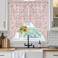 thumbnail image 3 of Swag Valance Curtains for Windows, Farmhouse Flower Light Filtering Kitchen Curtains with Rod Pocket, Botanical Vintage Coral Red Leaf Plant Window Treatment Valances for Living Room, 36x36 - 2 PCS, 3 of 9