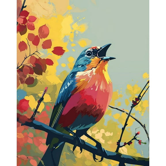 Paint by Numbers for Adults Kids Beginner Autumn Leaves Singing DIY Acrylic Painting by Numbers Kits with Brushes Acrylic Pigment Home Decoration Gifts 16 x 20 inch