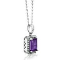 thumbnail image 3 of Gem Stone King 925 Sterling Silver Purple Amethyst Pendant Necklace for Women (2.61 Cttw, Gemstone Birthstone, Emerald Cut with 18 inch Silver Chain), 3 of 5