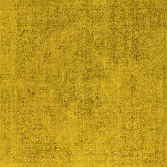 Ahgly Company Indoor Square Oriental Yellow Industrial Area Rugs, 6' Square