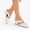 white(height 5cm), variant on Women Square Toe Wedge Mule Sandals Ruched Closed Toe Slip On Block Heel Shoes