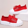 thumbnail image 4 of LOVZFMLL Espadrilles à Plateforme pour Femmes Chaussures Basses en Toile Décontractées Classiques Tendance à Lacets à Enfiler pour Marche Rouge 5.5, 4 of 5