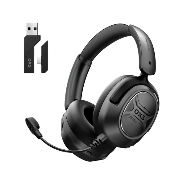 Auriculares inalámbricos para juegos OXS Storm A2, cancelación activa de ruido, supraaurales con micrófono, Bluetooth 5.4 y 2.4 GHz de baja latencia, modos de ecualización dual, 70 horas de reproducci