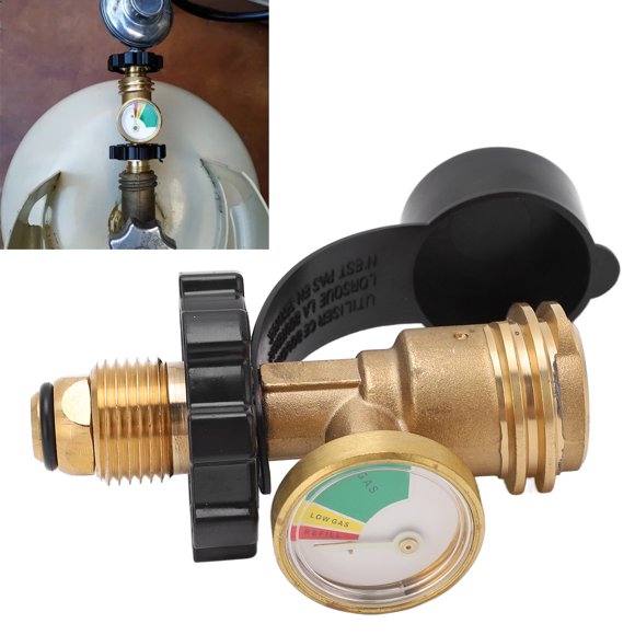 Propane Tank Gas Gauge Leakage Detector, Copper Propane Tank Adapter Leak Detection Function Long Service Life for Gas Conversion
