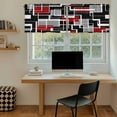 thumbnail image 5 of Red Black Geometric Tier Curtains 24 Inch Length, Modern Color Block Abstract Cafe Short Curtains for Bathroom Over Sink, Small Kitchen Curtain Light Filtering Tiered Drapes 2 Panels 27.5"Wx24"L, 5 of 8