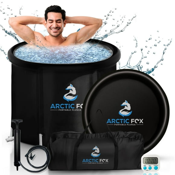 ARCTIC FOX Portable Ice Bath Tub for Athletes 99 Gallons Inflatable Cold Plunge Tub 6 Layered Ice Plunge Tub with Thermal Safety Cover Air Pump Travel Bag & Waterproof Timer Ice Baths at Home