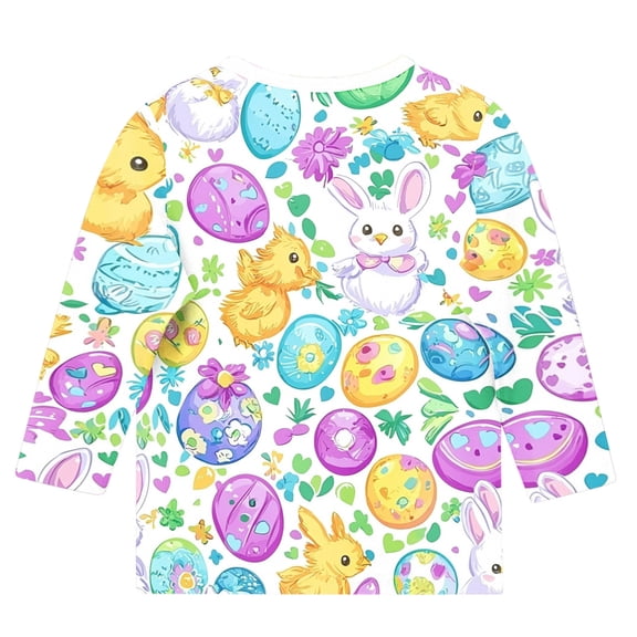 CYRBOKO Girls T-shirts for Easter, 3/4 Sleeve Soft Casual Crewneck Kids Pullover Tops Purple Size 5-6 T