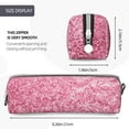thumbnail image 3 of Haiem Pink Glitter Print Leather Pencil Case Art Supplies Case Zipper Pencil Pouch Stationery Storage Pencil Bag, 3 of 7