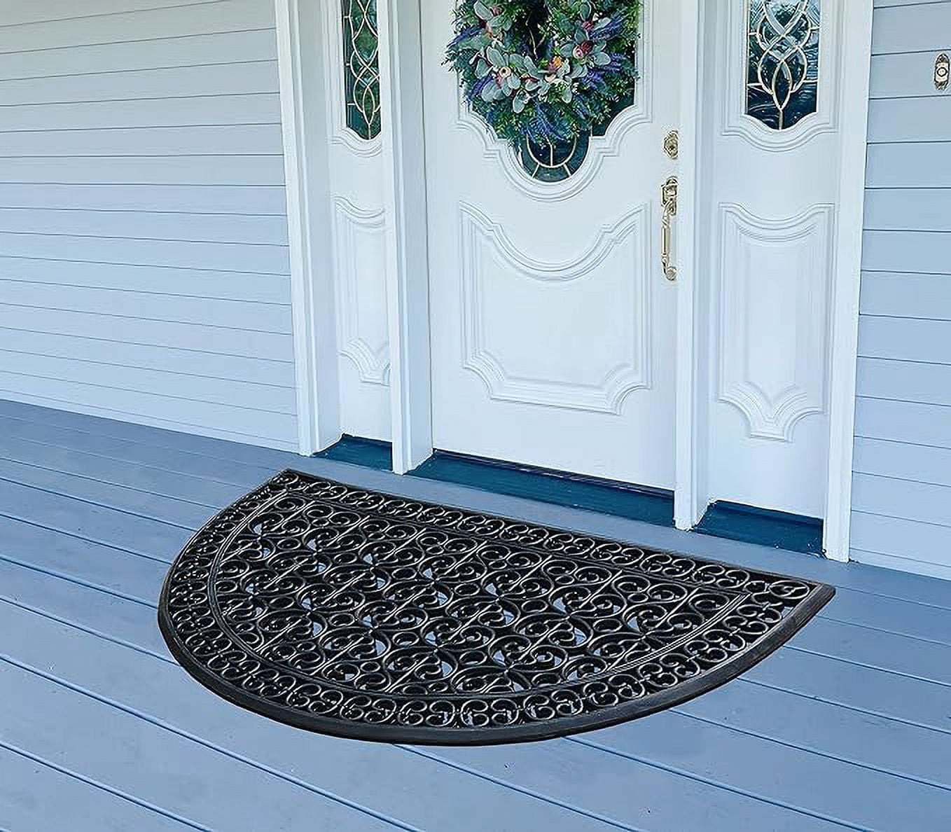 A1HC Large Door Mat, Natural Rubber, 30”x48”, Ideal for an entryway, Scrapes Shoes Clean of Dirt & Grime, Heavy Duty Doormat for Indoor Outdoor use, Front Door Mat for Entry, Patio, Busy Areas