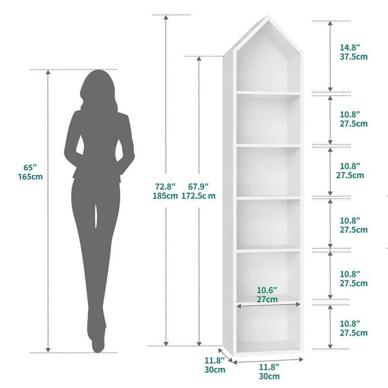 72 Inch Tall White Bookcase, 6 Shelf Bookshelf, Floor Standing Cube Storage  Organizer for Living Room, Bedroom - Bed Bath & Beyond - 36723081